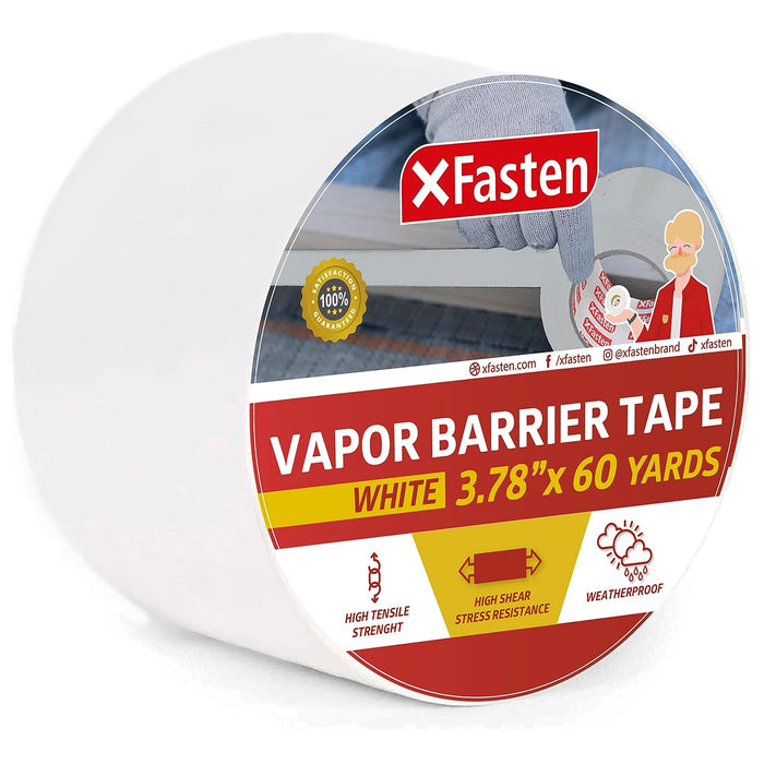 XFasten White Vapor Barrier Tape, 9 mil, 3.78-Inch x 60-Yards