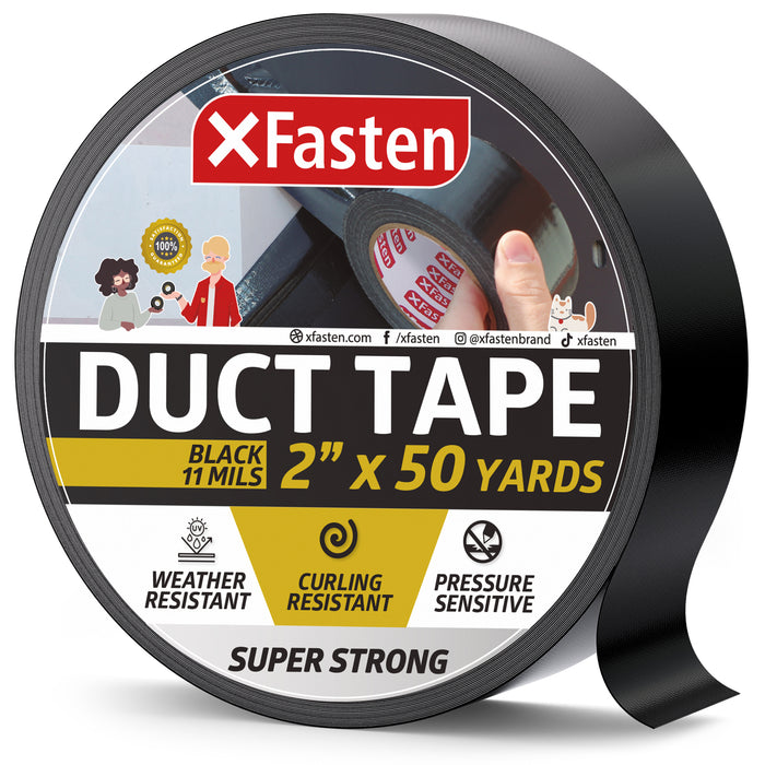 XFasten Super Strong Duct Tape 2 Inches x 50 Yards (Black)