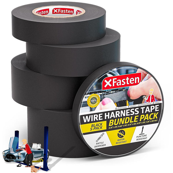 XFasten Wire Harness Tape Wire Loom Tape (5-Set Width) - 0.35βx50β | 0.6βx50β | 0.75βx50β | 0.99βx50β | 1.26x50β