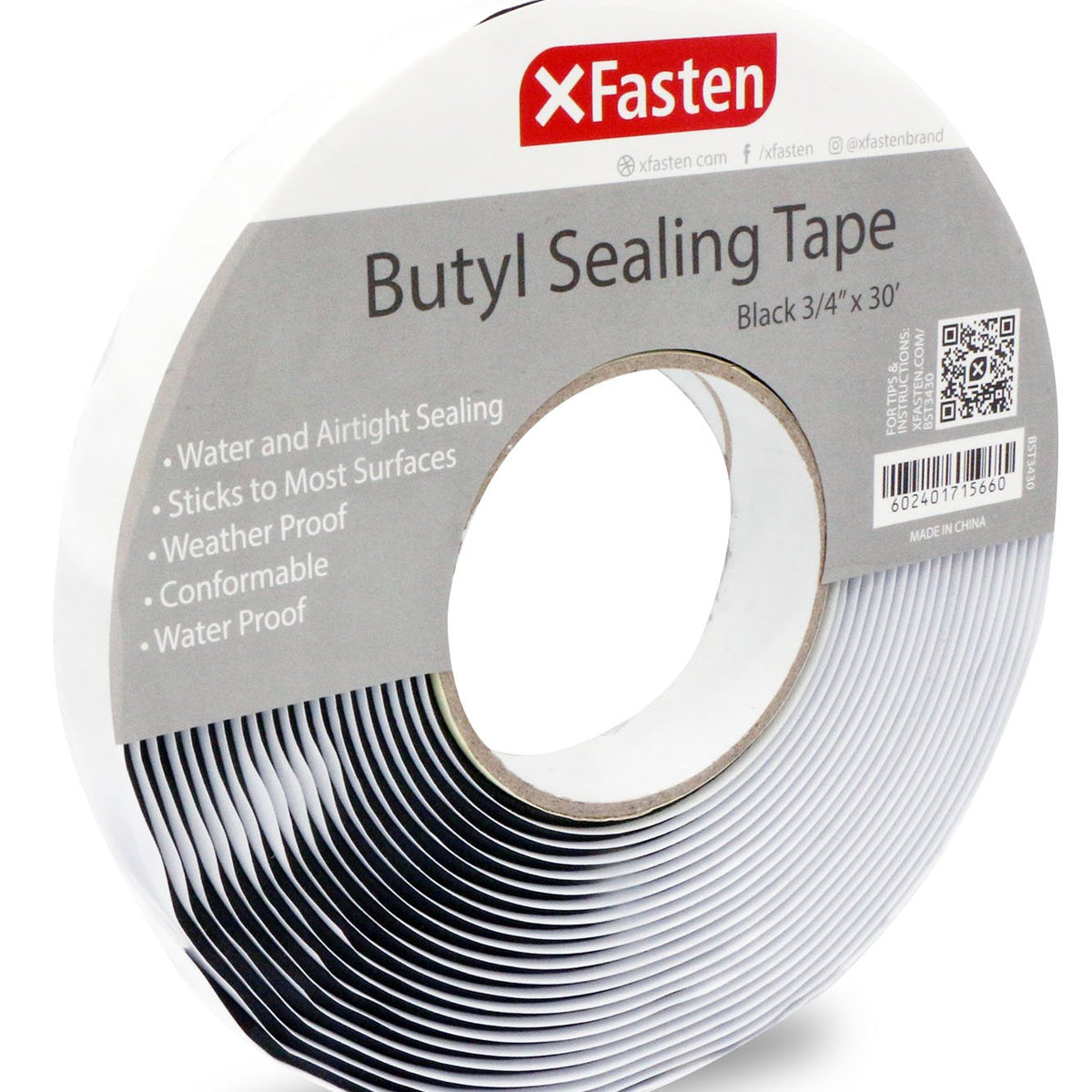 Buy XFasten Butyl Sealing Tape, Black, 1/8-In x 3/4-In x 30-Foot
