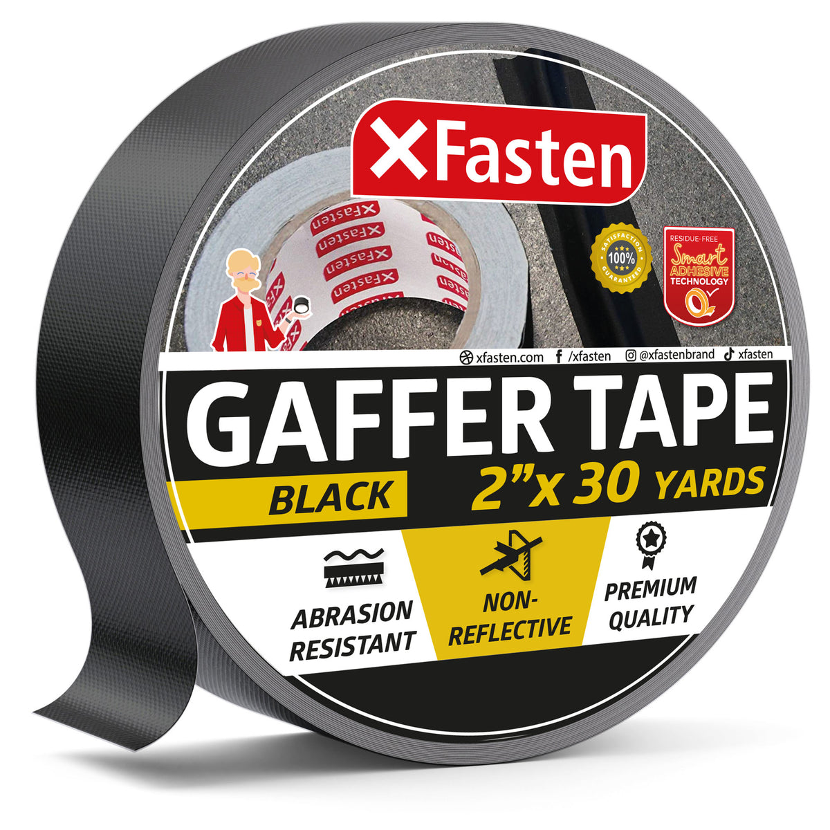 XFasten Duct Tape, White, 2-Inches x 35-Yards, Pack of 3 Yellowing Resistant and Conformable