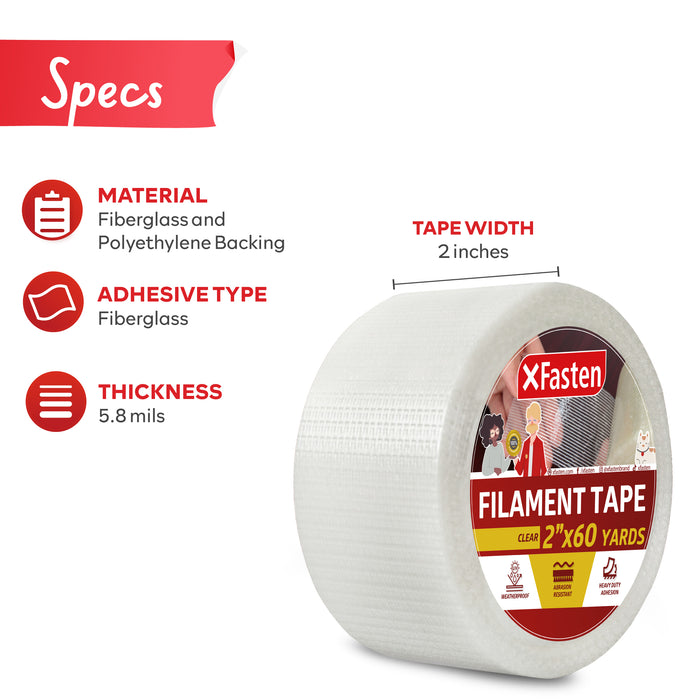 XFasten Filament Tape, 2 Inch by 60 Yards