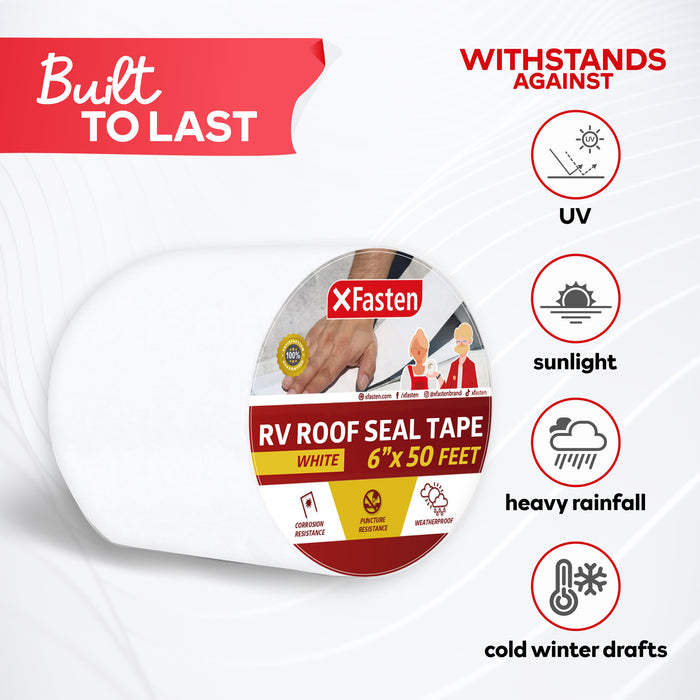 XFasten RV Roof Seal Tape, 6-Inches x 50-Foot