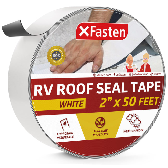 XFasten RV Roof Seal Tape, White, 2-Inches x 50-Foot