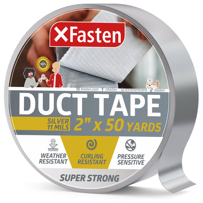 XFasten Super Strong Duct Tape 2 Inches x 50 Yards (Gray/Silver)