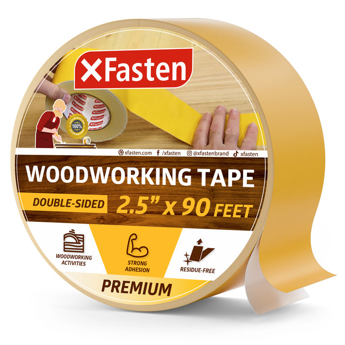 XFasten Double Sided Woodworking Tape | 2.5 Inches x 30 Yards