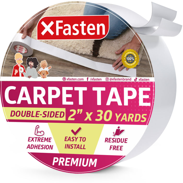XFasten Double Sided Carpet Tape | 2 Inches x 30 Yards
