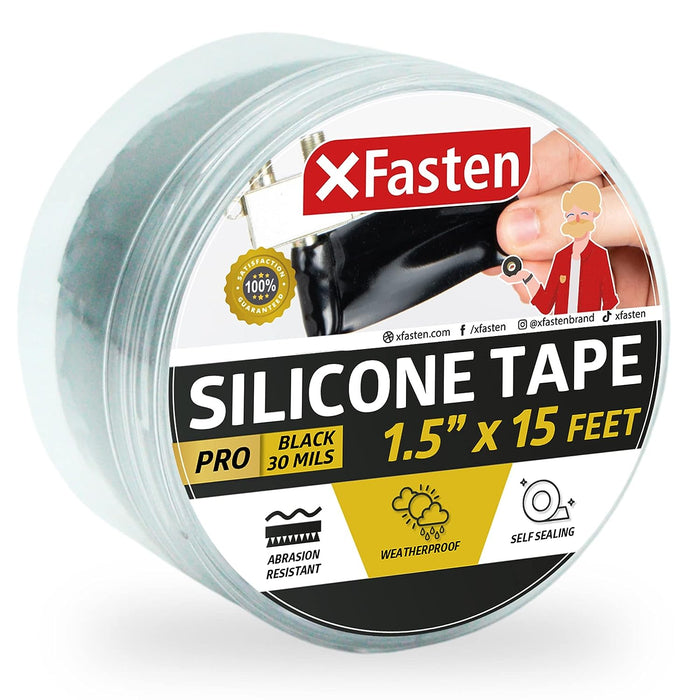 XFasten Professional Silicone Tape | 1 Inch x 15 Foot | Black