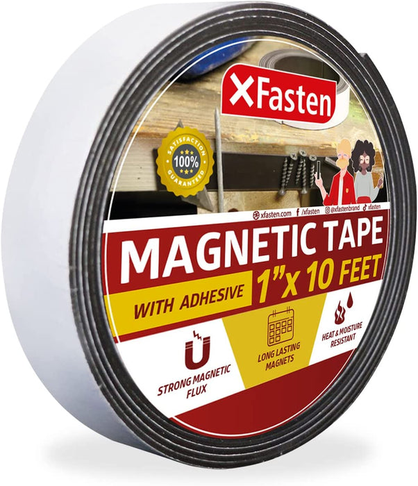 XFasten Flexible Magnetic Tape 1-Inch x 10-Foot