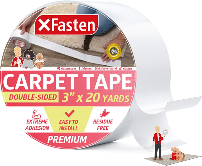 XFasten Double Sided Carpet Tape | 3 Inches x 20 Yards