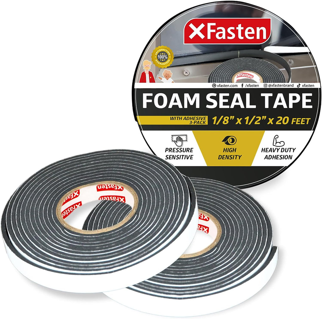Foam Seal Tape, 1/2 Inch Wide X 1/8 Inch High Density Foam Strip Weather
