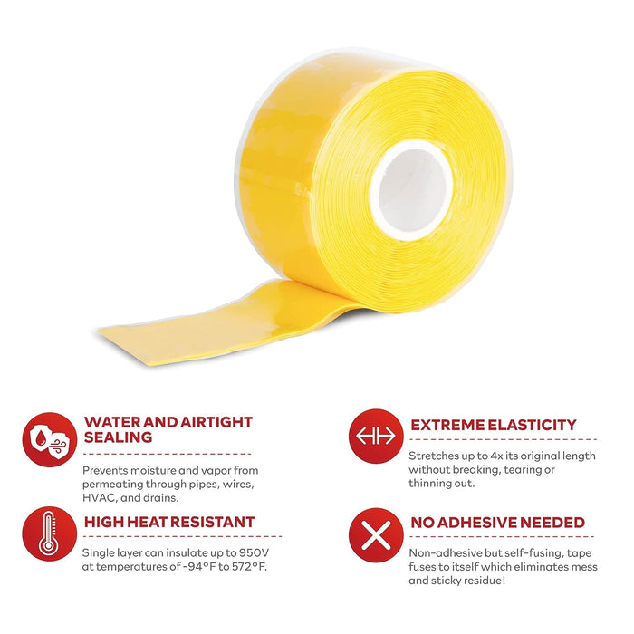 XFasten Professional Silicone Tape | 1 Inch x 15 Foot | Yellow