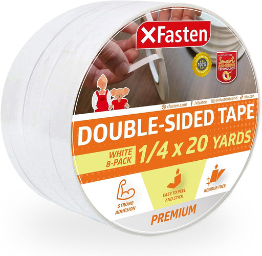XFasten Double Sided Tape Removable, 1.5-Inch by 15-Yards (Pack of