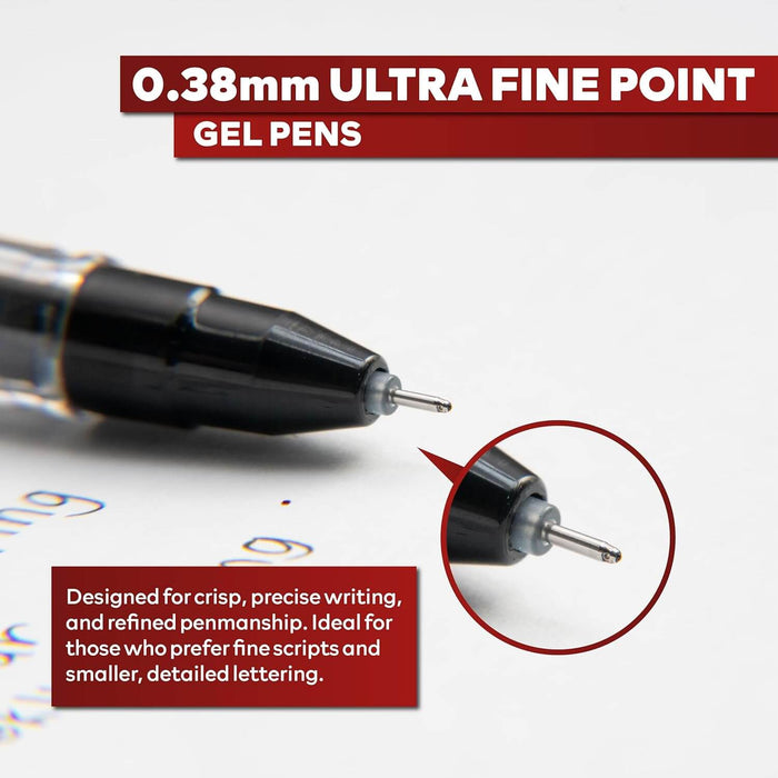 XFasten Gel Ink Pen Extra-Fine Ballpoint 0.38mm | Black | Pack of 24