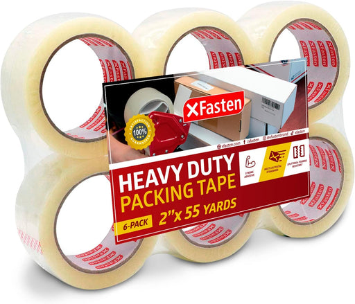 XFasten Heavy Duty Packing Tape, 2 Inches x 55 Yards, Clear