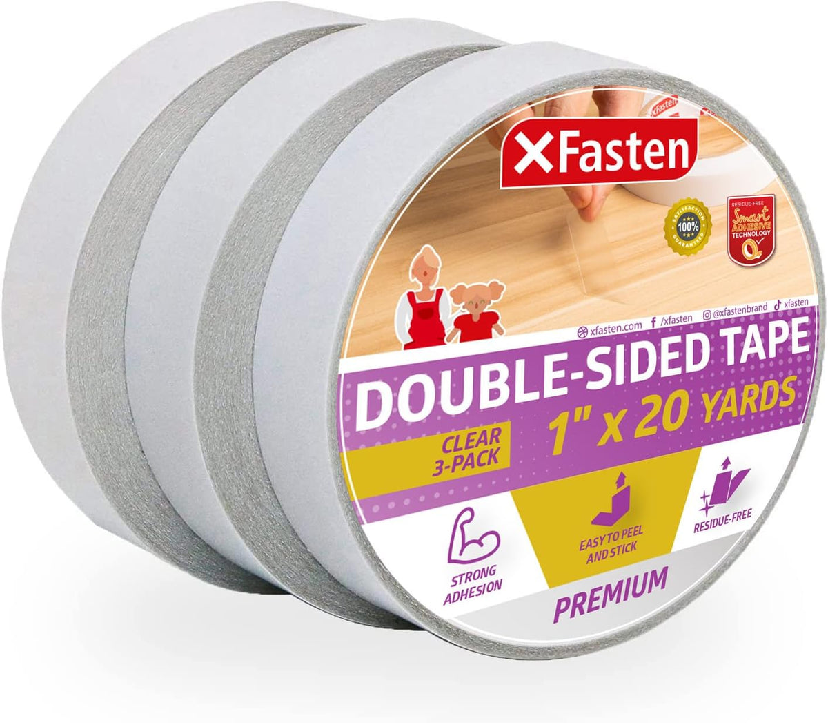 XFasten Fabric and Vinyl Repair Tape, Clear, 3-Inches by 20-Inches