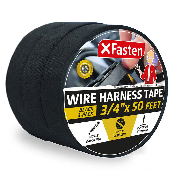XFasten Wire Harness Tape, 3/4-Inch by 50-Foot (3-Pack)