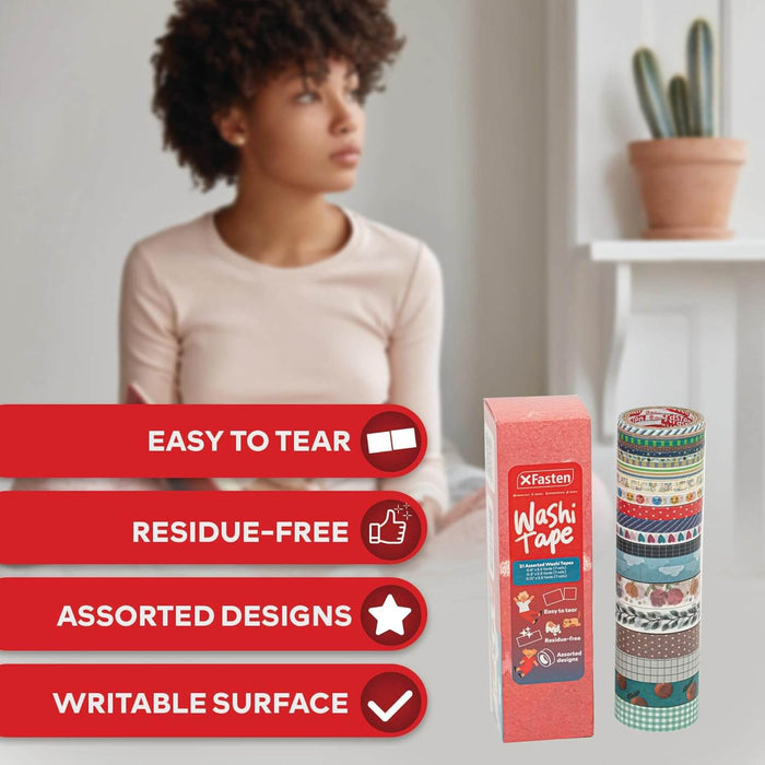 XFasten Colorful Washi Tape | Set of 21