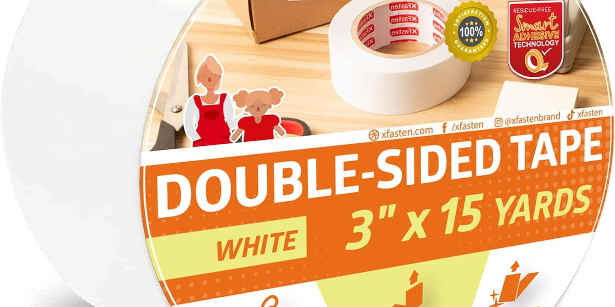 Removable Clear Double Sided Sticky Tape- No Residue, 2 Inches x 20 Yards :  : Office Products