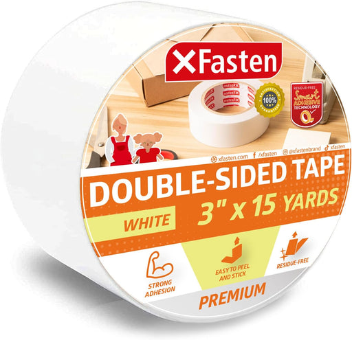 XFasten Double Sided Carpet Tape Removable 3 Inches x 20 Yards