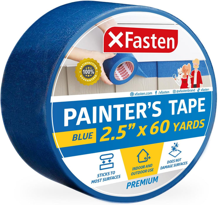XFasten Professional Blue Painter's Tape | 2.5 Inches x 60 Yards
