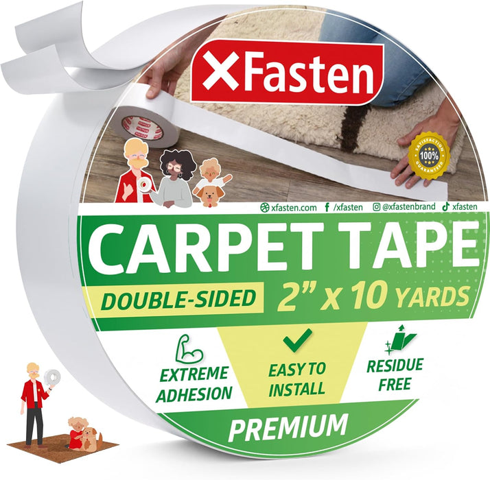 XFasten Double Sided Carpet Tape | 2 Inches x 10 Yards