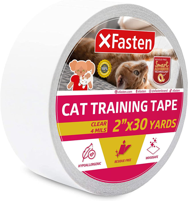 XFasten Anti-Scratch Cat Training Tape, Clear, 2-Inches x 30 Yards (Single Roll)