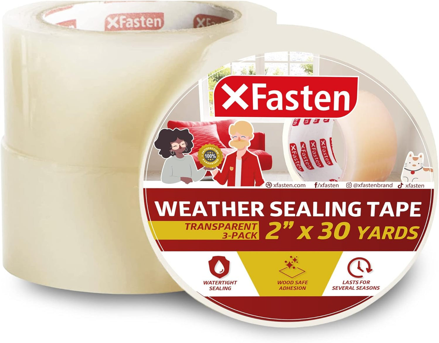 XFasten Window Weather Seal Tape 2 Inches x 30 Yards 3Pack