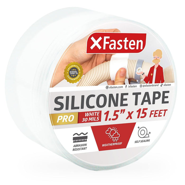 XFasten Professional Silicone Tape | 1 Inch x 15 Foot | White