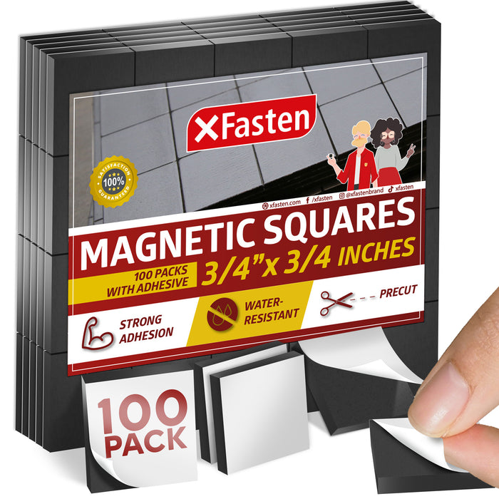 XFasten Magnetic Squares 3/4-Inch x 3/4-Inch (Set of 100)