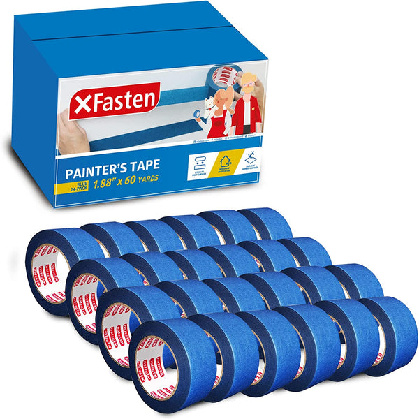 XFasten Professional Blue Painter's Tape |  1.88 Inch x 60 Yards | 24-Pack