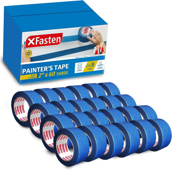 Blue Painters Tape, 2 Inch X 60 Yards, Case of 24 Rolls, Made in