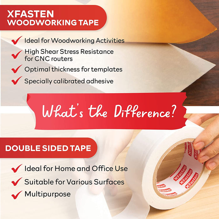 XFasten Double Sided Woodworking Tape | 1/2 Inch x 36 Yards | 4-Pack