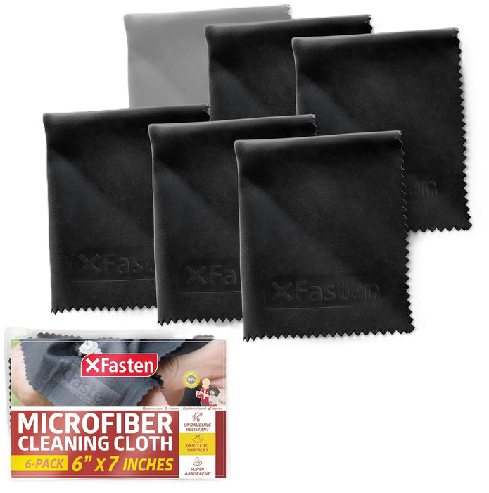 XFasten Microfiber Cleaning Cloth, 6-Pack, 6-Inch by 7-Inch