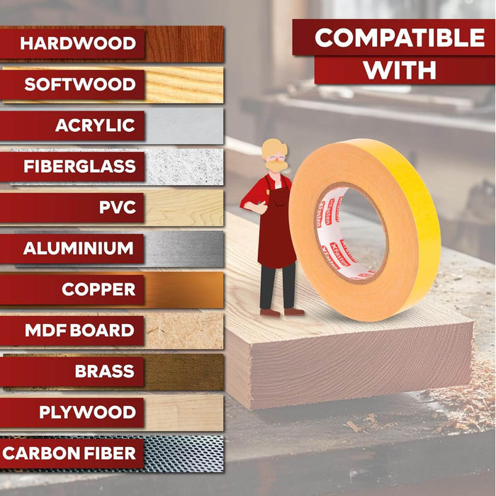 XFasten Woodworking Tape | 1" x 36 Yards (Pack of 3) | 1-inch Core