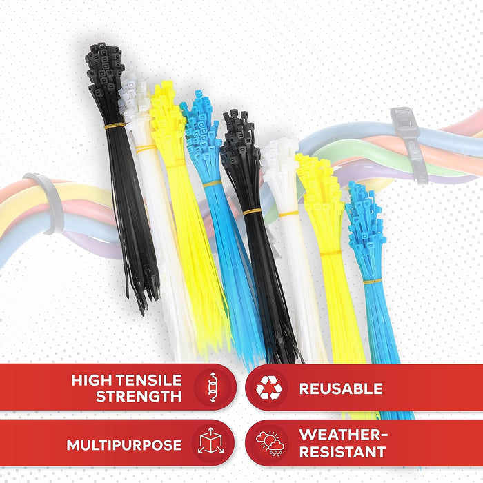 XFasten Cable Ties | Multicolor | 8" & 12" | 200 Pieces