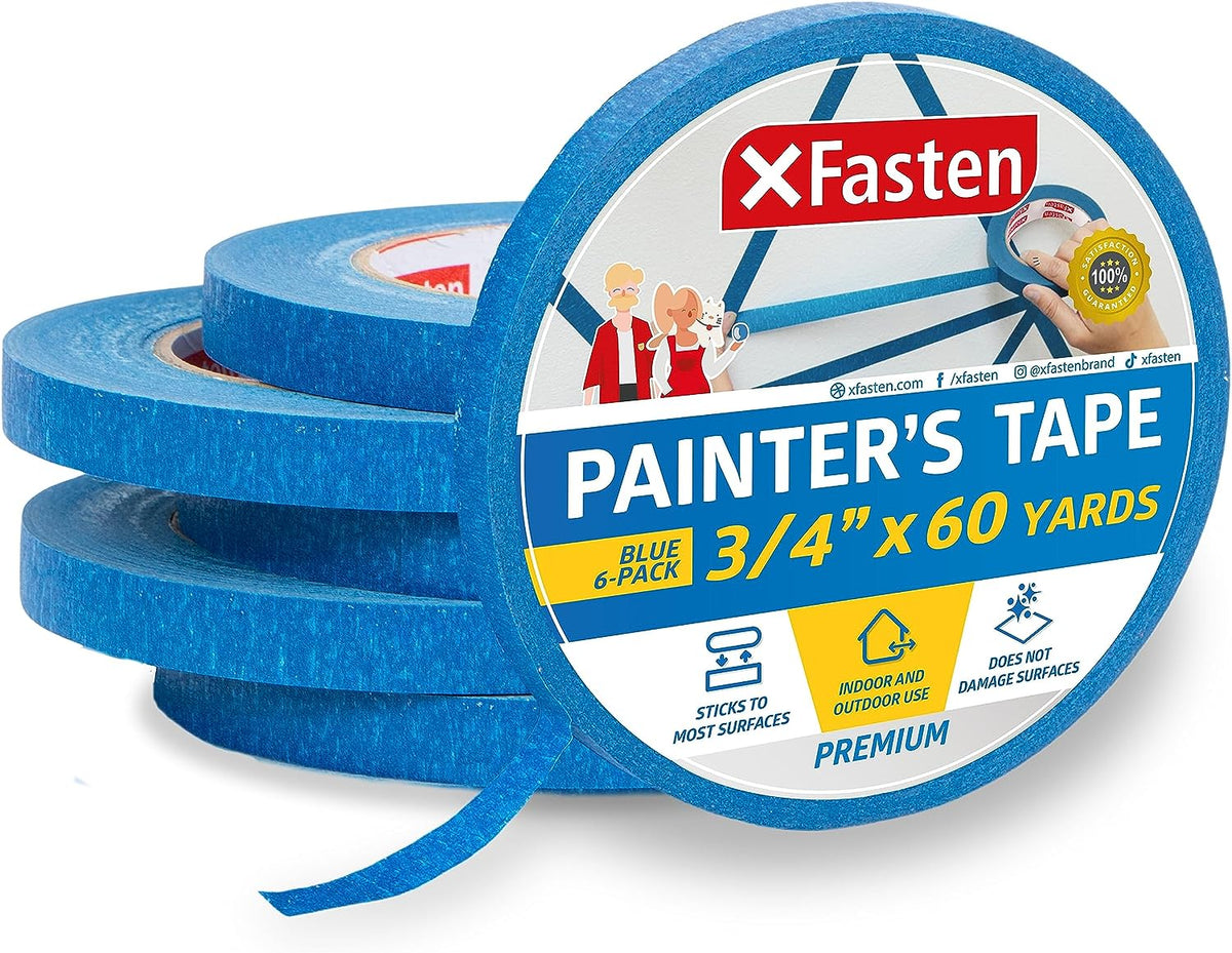 XFasten Professional Blue Painters Tape, Multi-Use, 3 Inches x 60