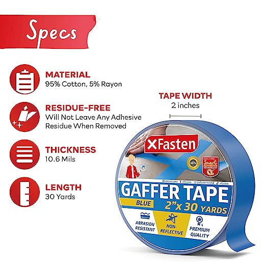 Gaffers Tape 4 Pack, Gaff Tape 2 Inches X 30 Yards, Black Gaffer Tape Heavy  Duty