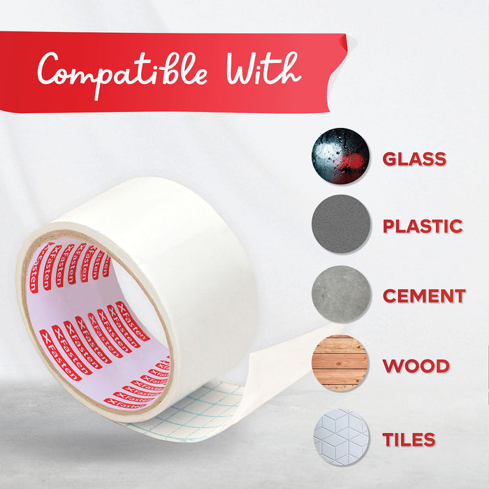 XFasten Dry Erase Tape White 2-Inch x 30-Feet (3-Pack 90 Feet Total) Zero Smudging Ghosting-Free Whiteboard Tape, Reusable Dry Erase Labels for Storage Bins, Sentence Strips for Teachers