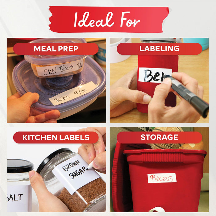 XFasten Dry Erase Tape White 2-Inch x 30-Feet (3-Pack 90 Feet Total) Zero Smudging Ghosting-Free Whiteboard Tape, Reusable Dry Erase Labels for Storage Bins, Sentence Strips for Teachers