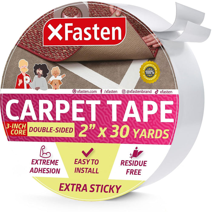 XFasten Double Sided Carpet Tape, 2 Inches x 30 Yards