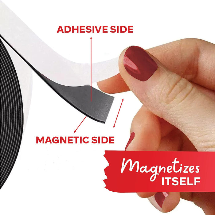 X-bet MAGNET Flexible Magnetic Strip - 1/2 Inch x 10 Feet Magnetic Tape with