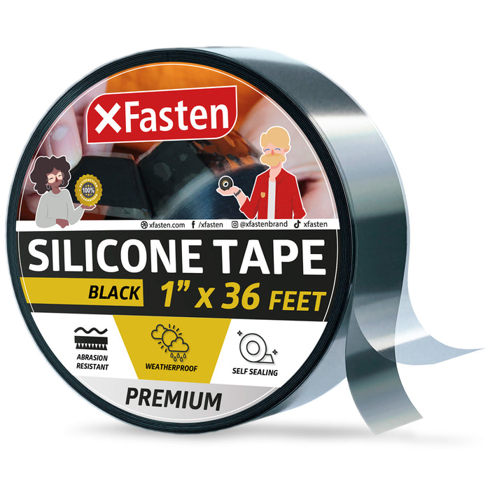 XFasten Silicone Tape | 1 Inch x 36 Foot | Black