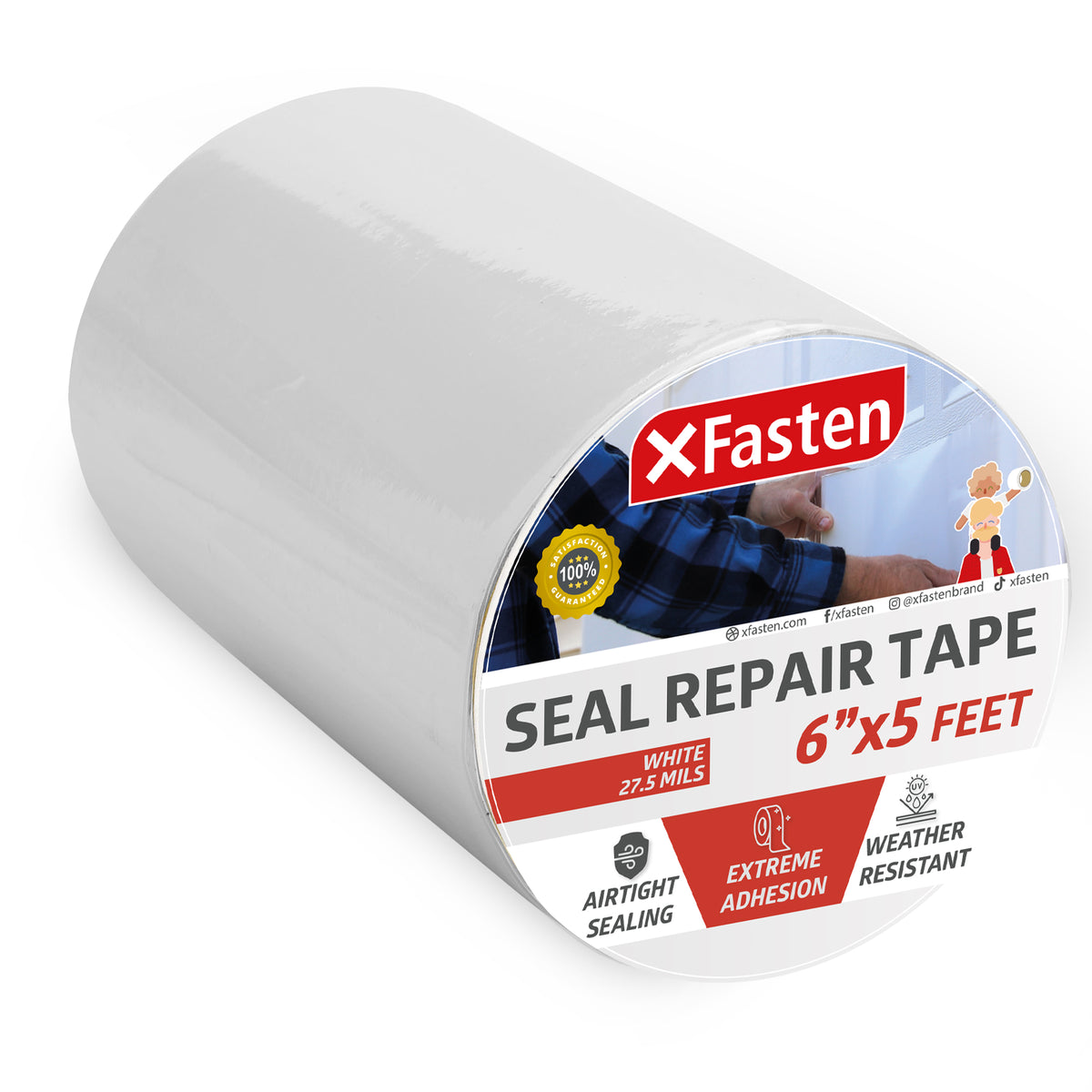 XFasten Seal Repair Tape, White, 6-Inch x 5-Foot