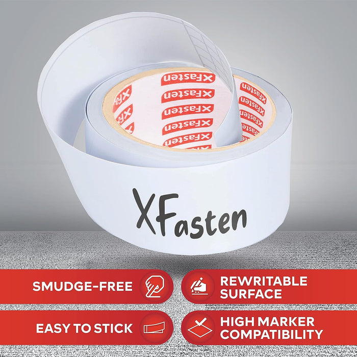 XFasten Dry Erase Tape, 2-Inch x 30-Foot, White