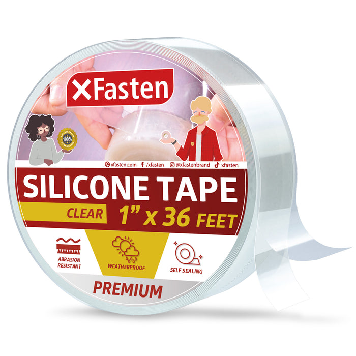 XFasten Silicone Tape | 1 Inch x 36 Foot | Clear