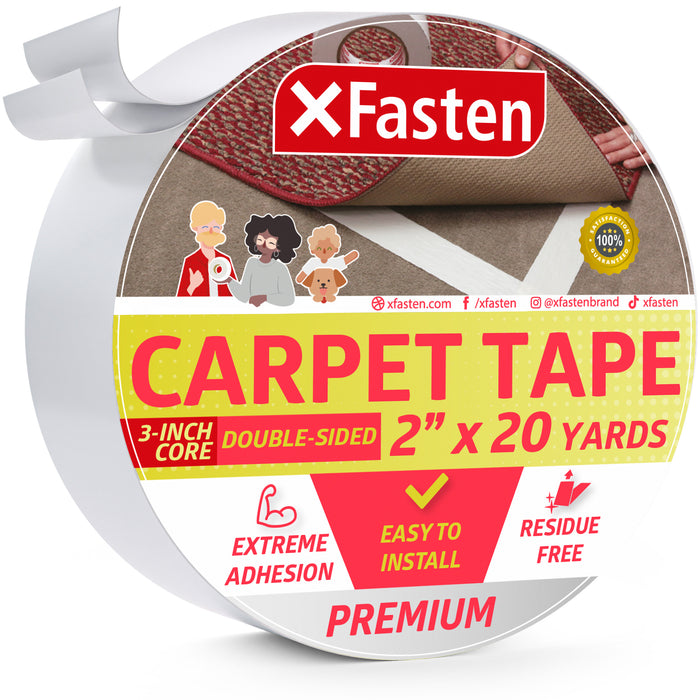 XFasten Double Sided Carpet Tape | 2 Inches x 20 Yards