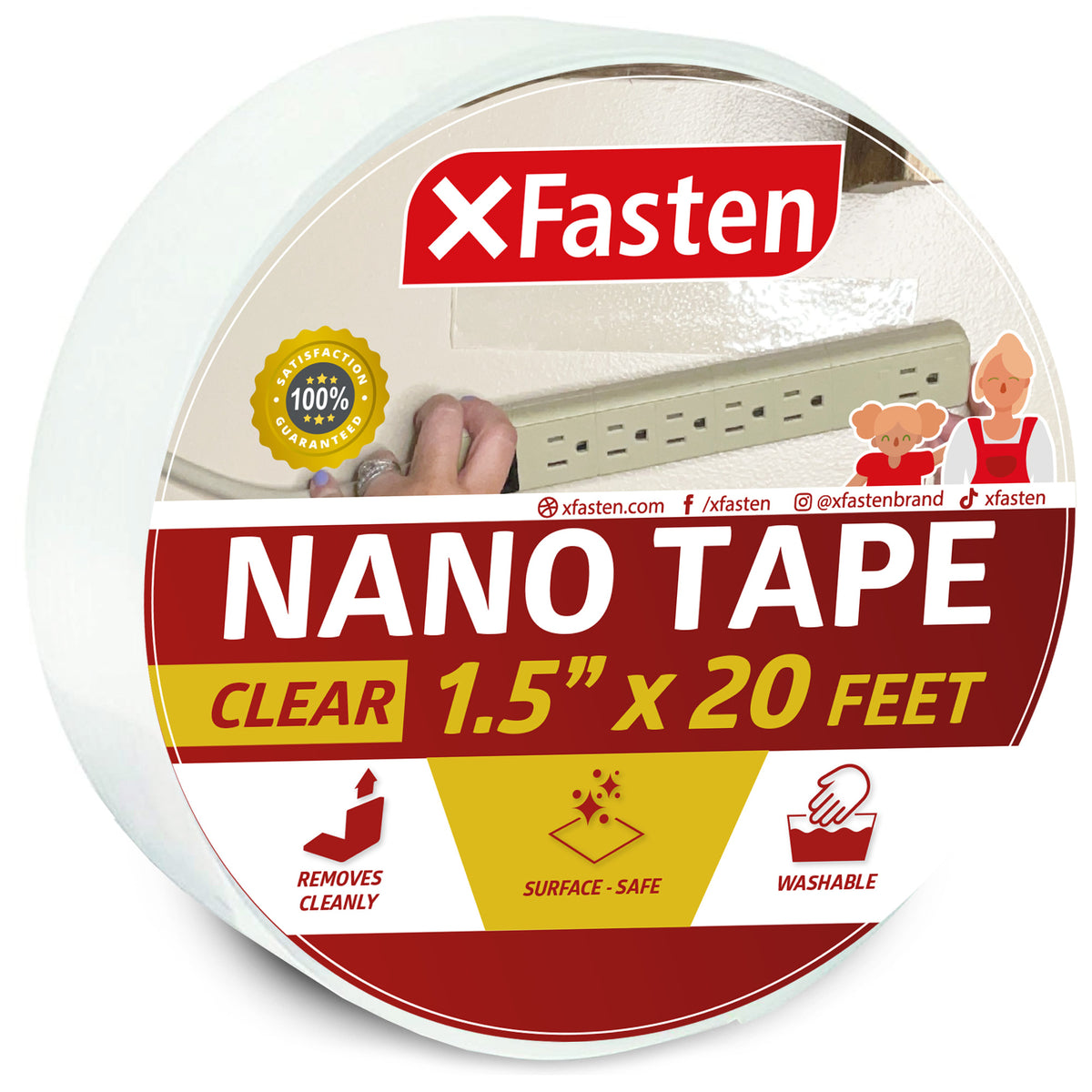 XFasten Reusable Nano Tape, 1.5 Inch x 20 Feet