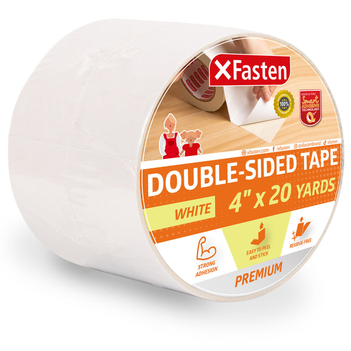 XFasten Double Sided Tape | 4 Inches x 20 Yards | White