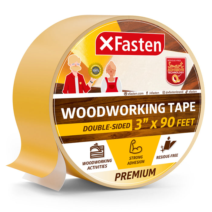 XFasten Double Sided Woodworking Tape | 3 Inches x 30 Yards